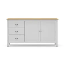 Biela/prírodná nízka komoda z borovicového dreva 150x80,5 cm Misti – Marckeric