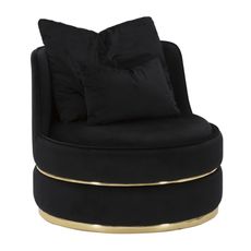 Estila Dizajnové glamour kreslo Prestige čalúnené čiernou látkou v glamour štýle s dvoma vankúšmi 84 cm
