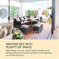 Blumfeldt Titania Dining Lounge Set, záhradné sedenie, súprava, čierna/hnedá