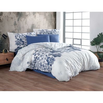 BedTex Bavlnené obliečky Armina modrá, 220 x 200 cm, 2 ks 70 x 90 cm, 220 x 200 cm, 2 ks 70 x 90 cm