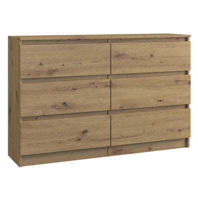 Komoda 6 zásuviek Malva 120 cm dub artisan
