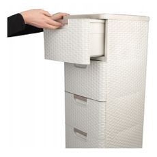 Krémová plastová vysoká kúpeľňová skrinka 33x79 cm Rattan – Curver