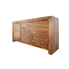 Estila Moderný obdĺžnikový príborník Massive z lakovaného hnedého sheeshamového dreva s dvomi dvierkami a tromi zásuvkami 135 cm