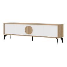 TV stolík v dekore duba v bielo-prírodnej farbe 180x51 cm Vae – Marckeric