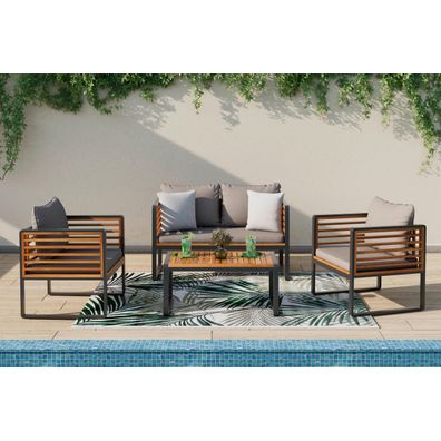Ambia Garden SÚPRAVA ZÁHRADNÉHO NÁBYTKU drevo, kov, textil