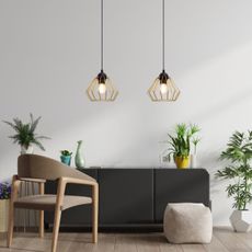 Luster na lanku CEED GOLD 2xE27/60W/230V čierna/zlatá