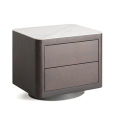 Estila Luxusný moderný nočný stolík Hollis s dvomi zásuvkami v tmavej hnedej farbe s bielou mramorovou doskou 55 cm