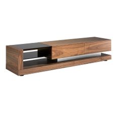 Estila Moderný TV stolík Vita Naturale z dreva a čierneho skla 200cm