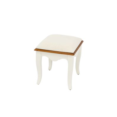 Estila Provensálska taburetka Antibes s prírodne hnedým rámom a masívnymi zaoblenými nožičkami krémovo biela 44cm