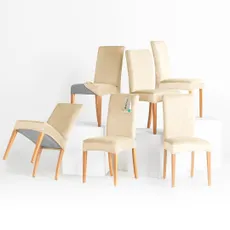 Restilo Napínací potah na židli Sento svetlobéžová, 48 x 48 x 58 + 10 cm, sada 6 ks