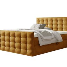 Wilsondo Čalúnená boxspring manželská posteľ Calvani s vrchným matracom - žltá Rozmer: 140x200