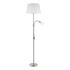 Sivá stojacia lampa so skleneným a textilným tienidlom (výška 170 cm) CONESA – EGLO