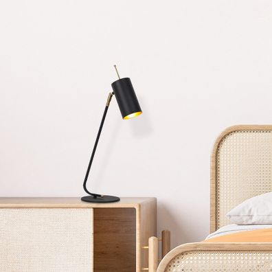 Stolová lampa v čiernej a zlatej farbe s kovovým tienidlom (výška 55 cm) Sivani – Opviq lights