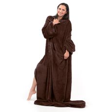 Deka s rukávmi DecoKing Lazy hnedá, velikost 150x180