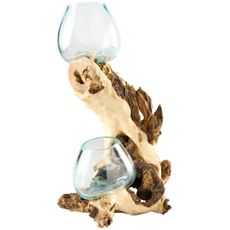 Ambia Home VÁZA, drevo, sklo, 40 cm