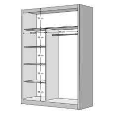 KONDELA Ladder 150 šatníková skriňa s posuvnými dverami dub craft / čierna
