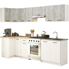 Ak furniture Kuchyňská linka Olivie 3 m beton/bílá/dub sonoma