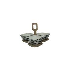 Set 3 porcelánových misek s bambusovým podnosom Brandani Alhambra