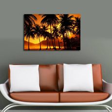 Wallity Maľba s LED osvetlením PALMY V ZÁPADU SLUNCE 36 45 x 70 cm