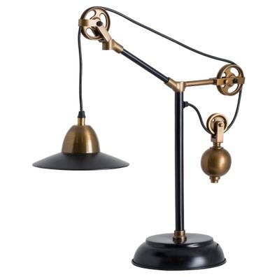 Estila Industriálna čierna kovová lampa Brooklyn s mosadznými prvkami 43cm