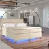 Posteľ Boxspring Amadeus + LED 200x180, béžová (koženka - bao 11)