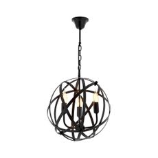 Luster na reťazi IRONBALL 3xE27/40W/230V čierny