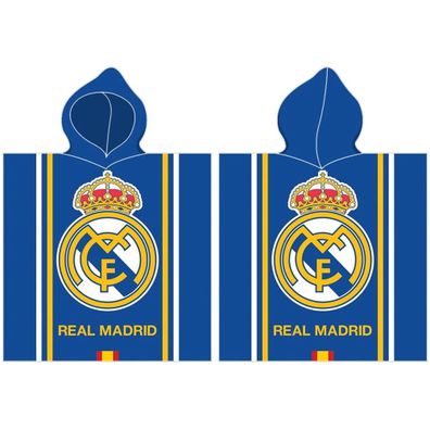 Detské froté pončo - futbalová osuška s kapucňou FC Real Madrid - motív Famoso - pre deti 3 - 6 rokov