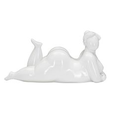 Estila Dizajnová socha Lady v tvare ležiacej ženskej figúry v bielej farbe s lesklým povrchom 32 cm