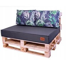 Golden Garden Paletové sedenie GG26 podsedák a vankúš 120cm x 80cm x 15cm Grafitové s kvietkami