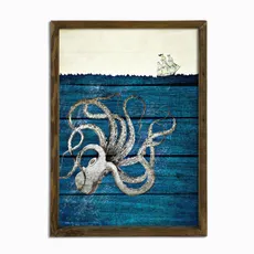 Wallity Nástenný obraz Octopus 50x70 cm modrý