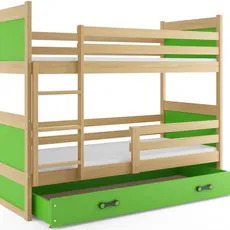 Interbeds Rico poschodová posteľ 190cm x 80cm borovicové drevo prírodno-zelená