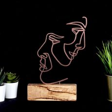 Hanah Home Kovová dekorácia Faces 38 cm bronzová