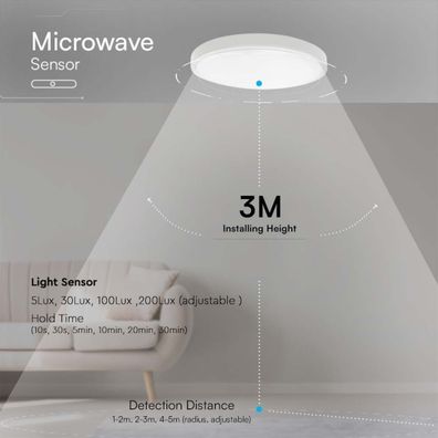 LED Kúpeľňové stropné svietidlo so senzorom LED/36W/230V IP44 4000K pr. 42 cm+DO