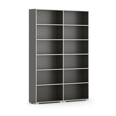 Knižnica SILVER LINE, wenge, 2 stĺpce, 2230 x 1600 x 400 mm