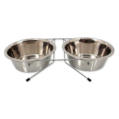Súprava misiek s podstavcom pre psa z nehrdzavejúcej ocele ø 21 cm Dog Fantasy – Plaček Pet Products