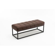 Estila Industriálna retro lavica Taxil s hnedým čalúnením s dizajnom vintage kože a čiernou podstavou 100 cm