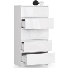 Komoda K60 5SZ biely lesk biela