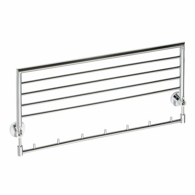 SAPHO XR422 X-Round polička na uteráky výklopná s hačikmi 65 cm, strieborná
