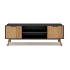 Čierny/prírodný TV stolík z borovicového dreva 140x53 cm Lavis – Marckeric