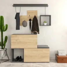 Předsíňová stěna Houseland HOLDON dub přírodní/antracit