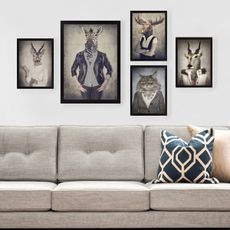 Hanah Home Sada obrazů Animal Heads 5 ks