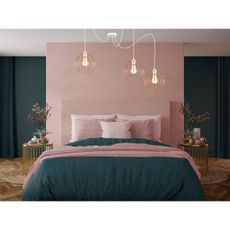 Luster na lanku MATT 3xE27/60W/230V biela/medená