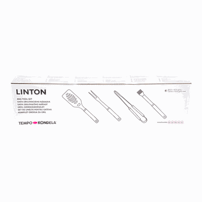 TEMPO-KONDELA LINTON, grilovacie náradie, set 4 ks, čierna/rose gold