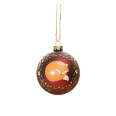 Sklenená ručne vyrobená vianočná guľa ø 8 cm Woodland Fox – Sass & Belle