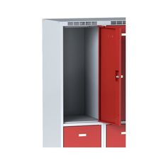 Šatníková skrinka s úložnými boxami, 2 boxy, 1800 x 400 x 500 mm, otočný zámok, sivé dvere