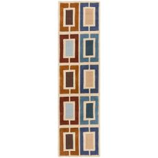 Flair Rugs koberce Ručne všívaný behúň Illusion Retro Blocks Blue/Multi - 60x230 cm