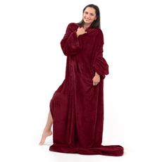 Deka s rukávmi DecoKing Lazy tmavočervená, velikost 150x180