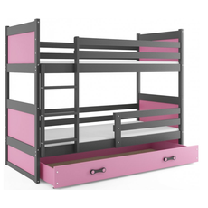 Interbeds Rico poschodová posteľ 190cm x 80cm borovicové drevo sivo-ružová