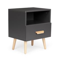 ModernHome Nočný stolík so zásuvkou - čierny