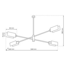 Luster na tyči ASTRA 4xE27/60W/230V čierna